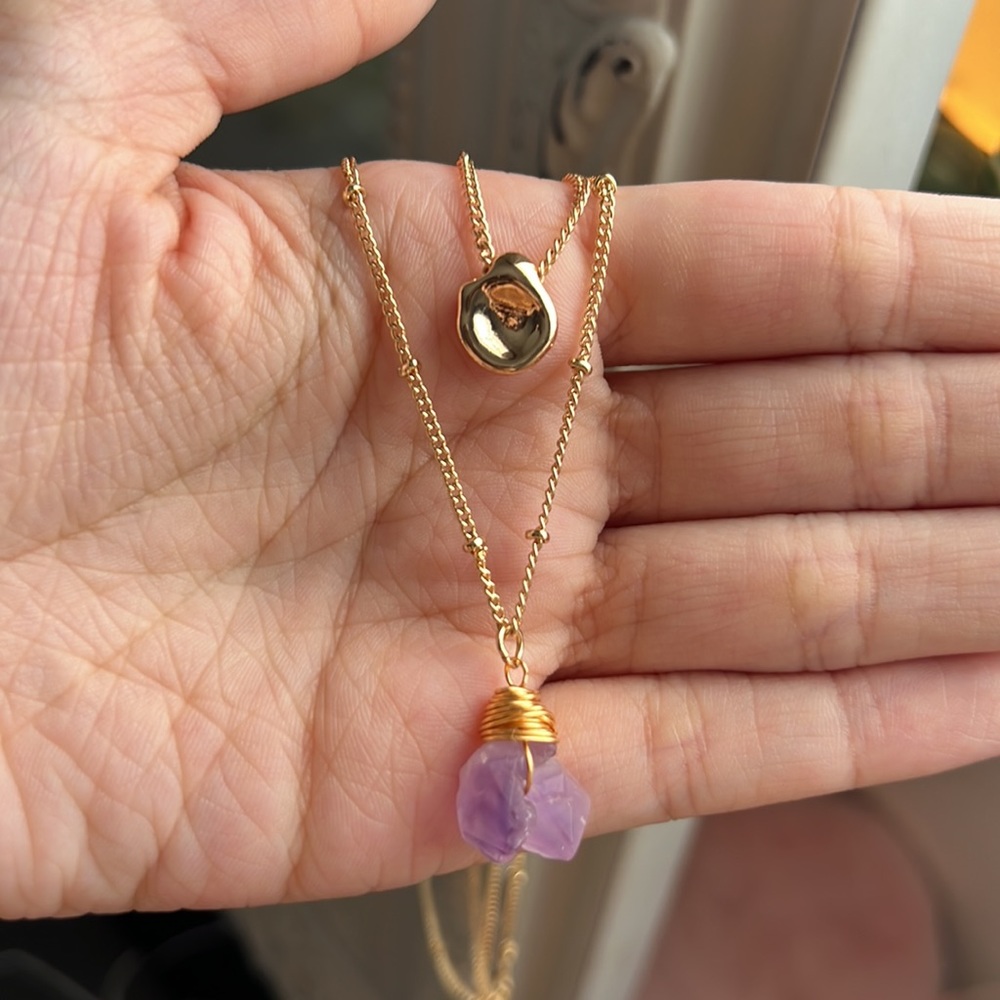 Boho Two-Layer Crystal Necklace - image 3